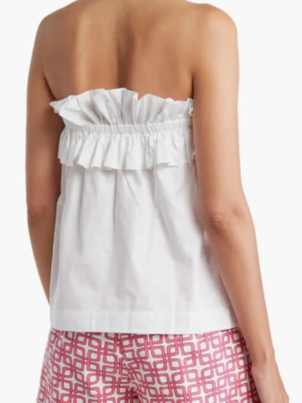 Trina Turk Off Shoulder Prosper Ruffle Organic Cotton Strapless Top